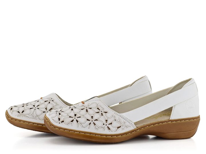 Rieker baleríny s kvetovaným motívom bielej 41356-80