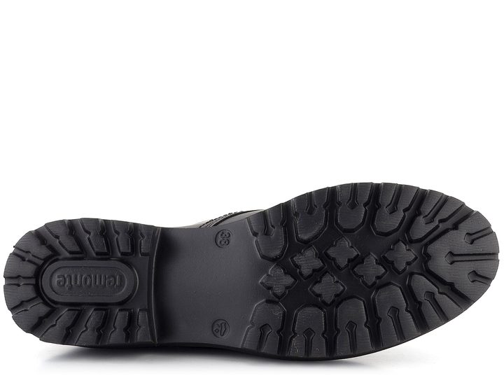 Remonte černé šněrovací polobotky s hrubou podešví a podpatkem D8601-01