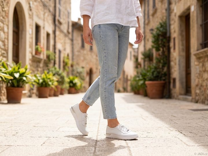 Looke kožené perforované polobotky Leonore White L1051_03