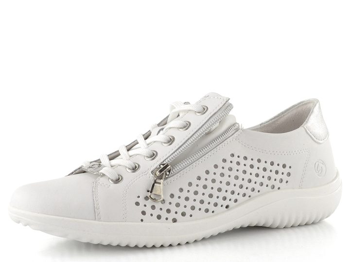 Remonte bílé prořezávané polobotky se zipem D1E08-80