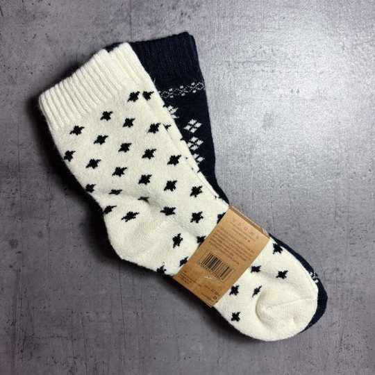 Dámské zimní ponožky s vlnou tmavě modrá/smetanová 37884