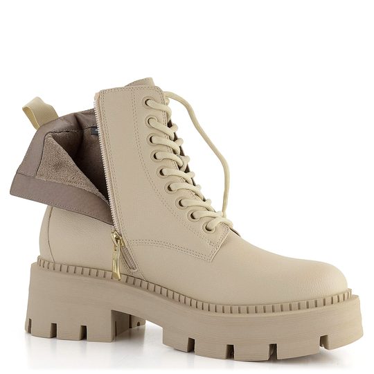 Tamaris šněrovací kotník na hrubé podešvi Beige 1-25286-41