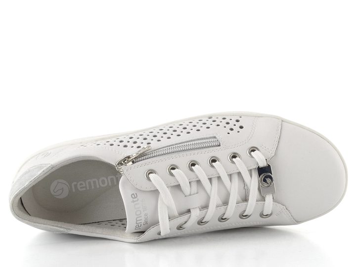 Remonte bílé prořezávané polobotky se zipem D1E08-80