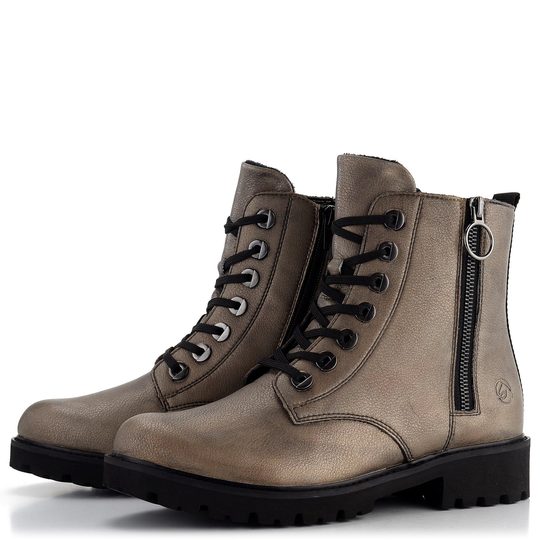 Remonte šněrovací kotník se zipem stříbrný D8671-91