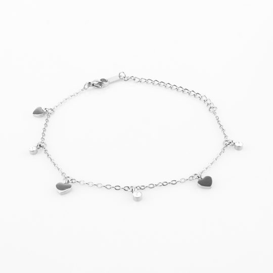 Náramek se srdíčky a krystal kamínky Swarovski stříbrná ocel