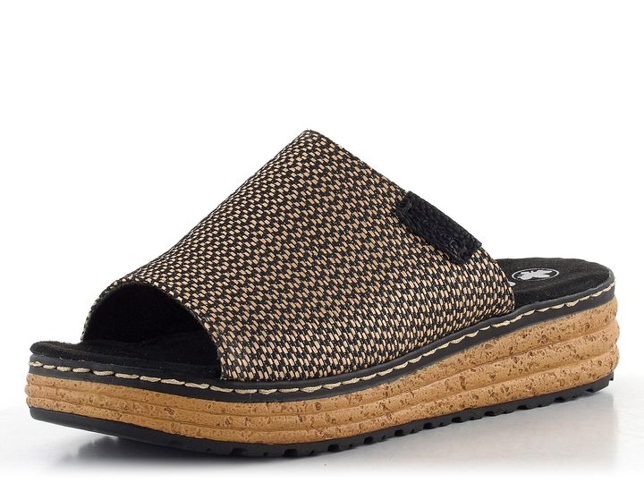 Rieker šľapky so širokým pásikom Schwarz-Natur 62768-90