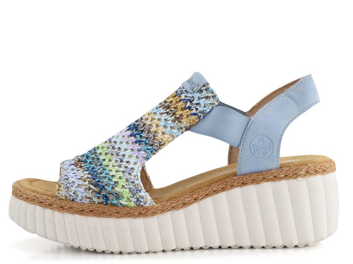 Rieker sandále na kline modré 69172-91