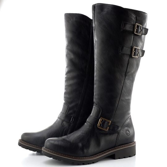 Remonte kozačky černé s přezkami R6590-01