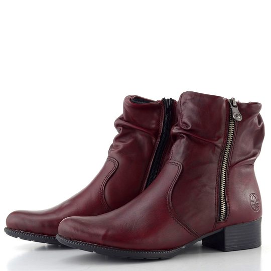 Rieker řasený zipový kotník vínový 78656-35
