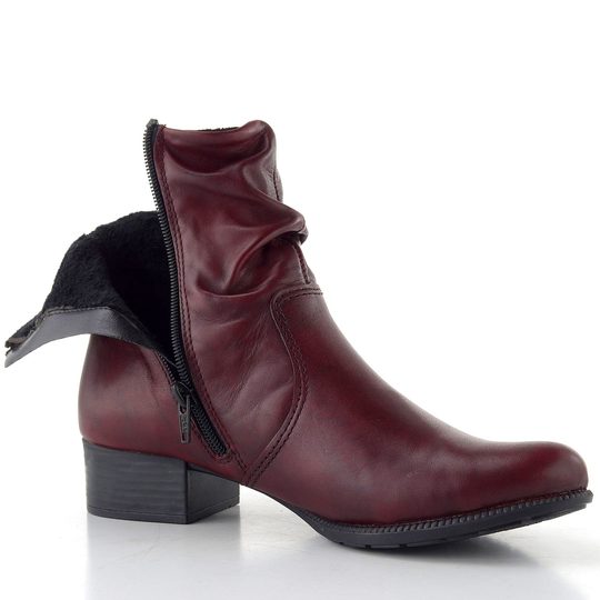 Rieker řasený zipový kotník vínový 78656-35