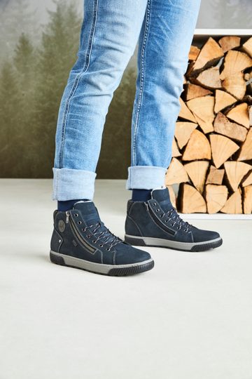 Rieker modrá členková obuv s membránou a postranným zipsom 38920-14