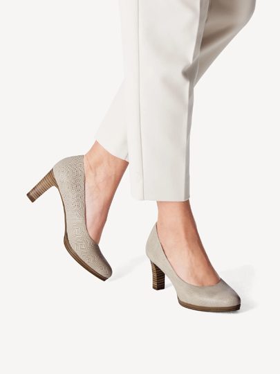 Tamaris kožené lodičky Ivory Struct. 1-22433-41