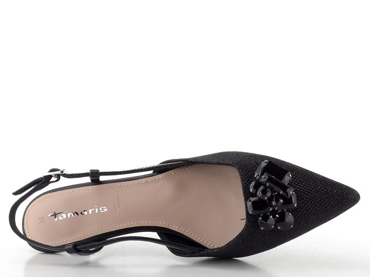 Tamaris lodičky s volnou patou black glam 1-29512-46