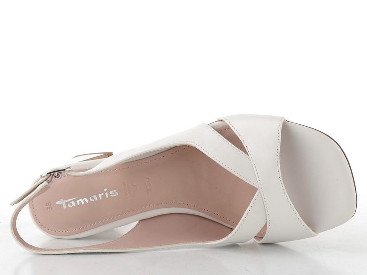 Tamaris sandály na na podpatku white leather 1-28218-46