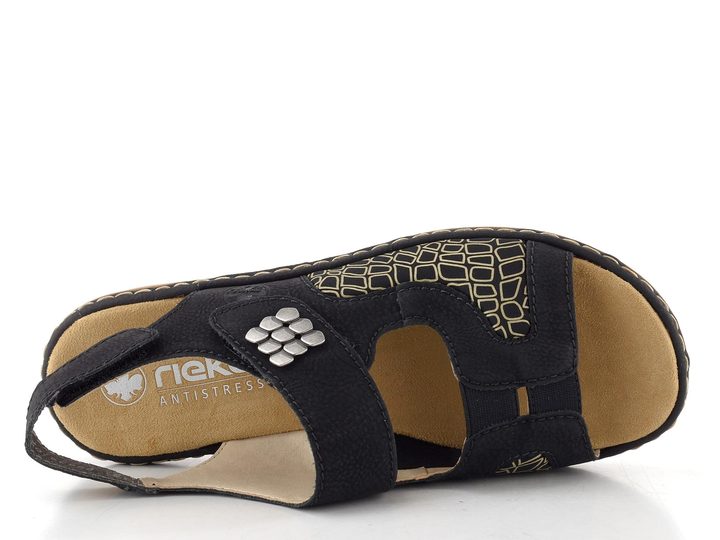 Rieker čierne sandále so strečom 65989-01