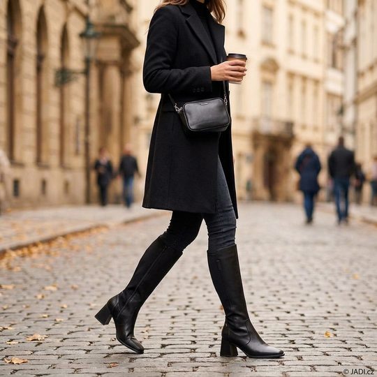 Tamaris kozačky na podpatku black 1-25544-47