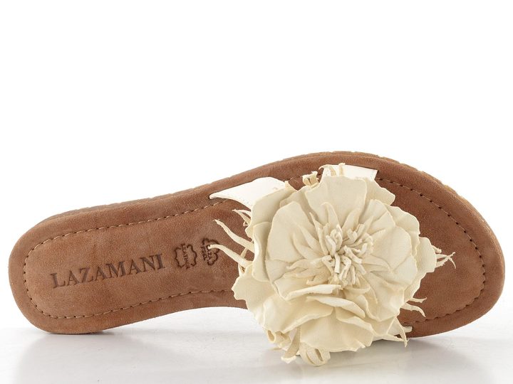 Lazamani pantofle se střapatou květinou Zinnia offwhite LA33765