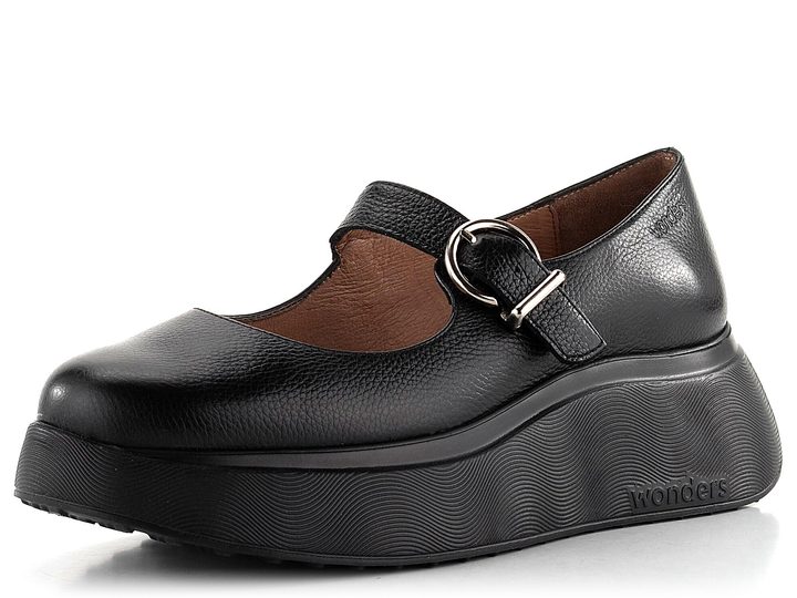 Wonders baleríny na platforme s klinom a priehlavkovým pásikom Negro A-3614