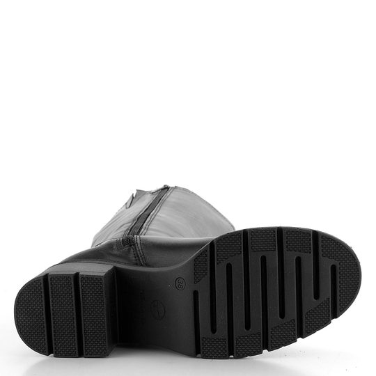 Tamaris hladké kožené kozačky na podpatku Black 1-25601-43