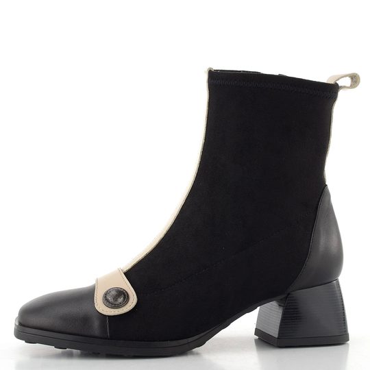 Hispanitas strečový zipový kotník na podpatku Marsella black/cream BHI254219