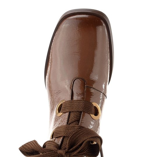 Hispanitas lakovaný šněrovací kotník na podpatku Marsella avellana HI254326