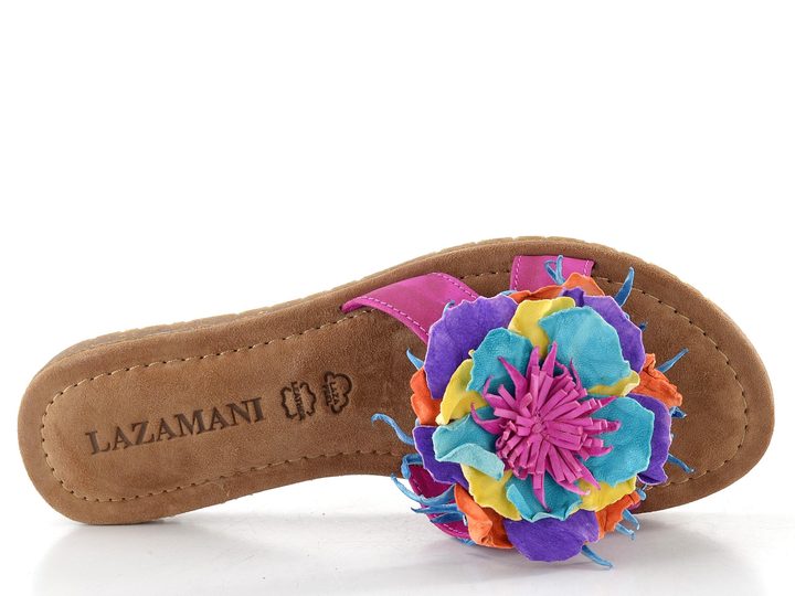 Lazamani pantofle se střapatou květinou Zinnia fuxia LA33765