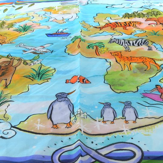 Fraas velký šátek z bavlny a hedvábí Země modrý 633037-524