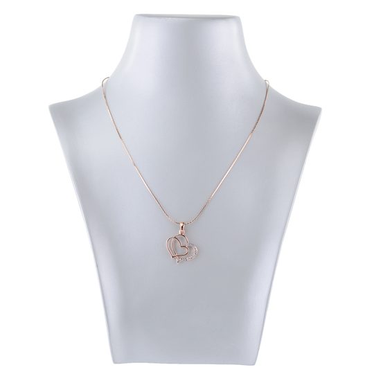 Náhrdelník dvojité srdce růžové s kameny Swarovski