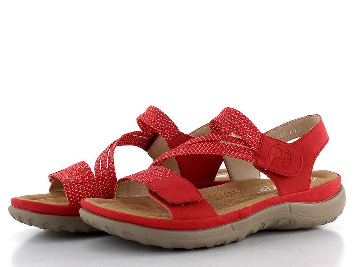 Rieker červené sandále s gumičkami 64870-33