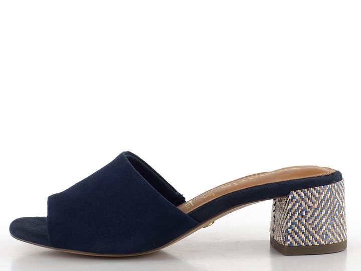 Tamaris kožené pantofle na podpatku Navy Suede 1-27204-42