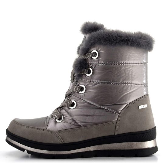 Caprice vyteplená šnurovacia členková obuv Taupe Comb 9-26226-41