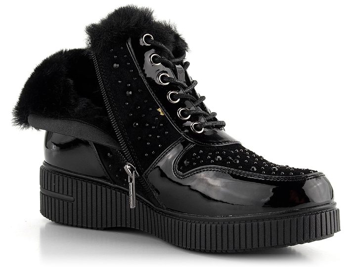 Rieker lakovaná členková obuv čierna 93312-00