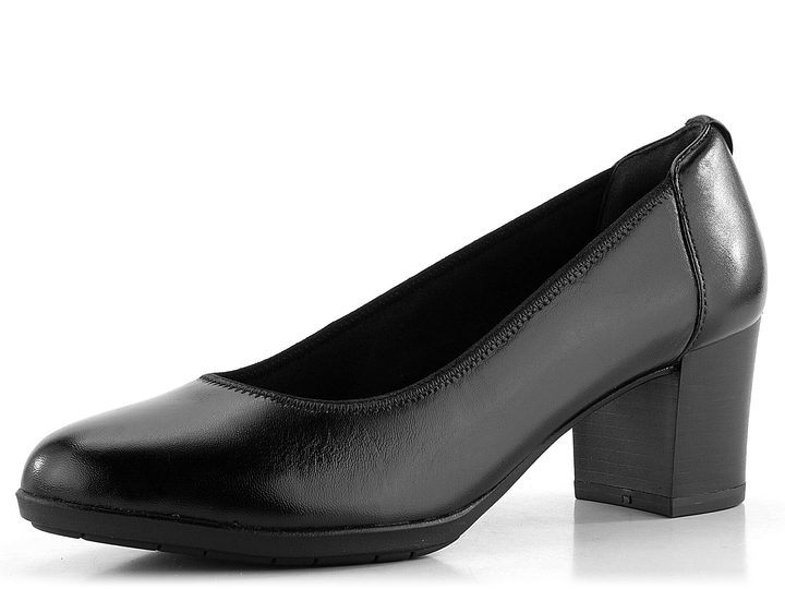 Tamaris kožené lodičky se širokým podpatkem černé 1-22416-43