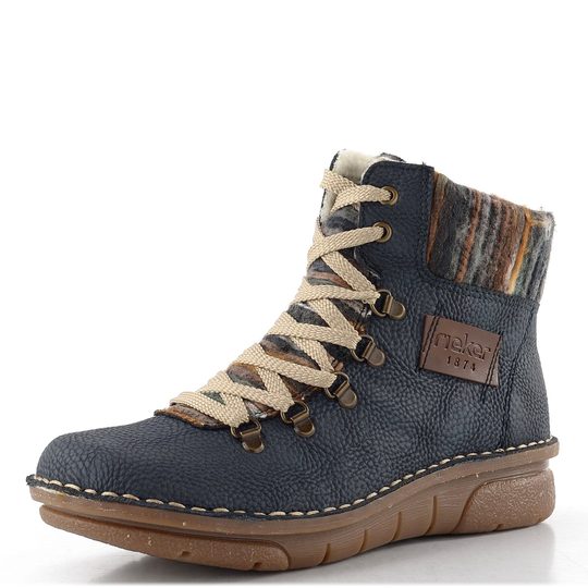 Rieker šněrovací kotník s nápletem modrý 73343-15