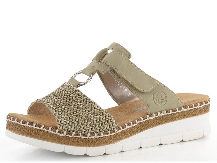 Rieker pantofle na klínku Schilf/Salbei V1243-52