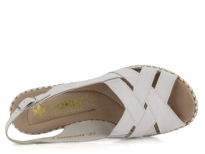 Rieker biele sandále na kline 66189-80