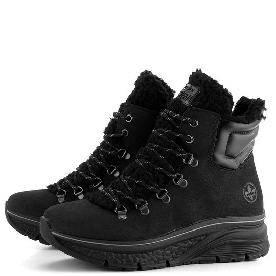 Rieker šněrovací kotník na platformě černý 48030-00