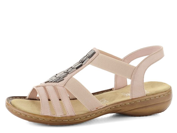 Rieker sandály růžové s bižuterií 60800-31