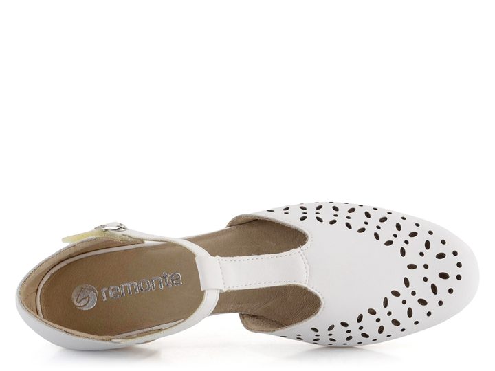 Remonte prerezávané baleríny s priehlavkovým T-pásikom biele D0K08-80