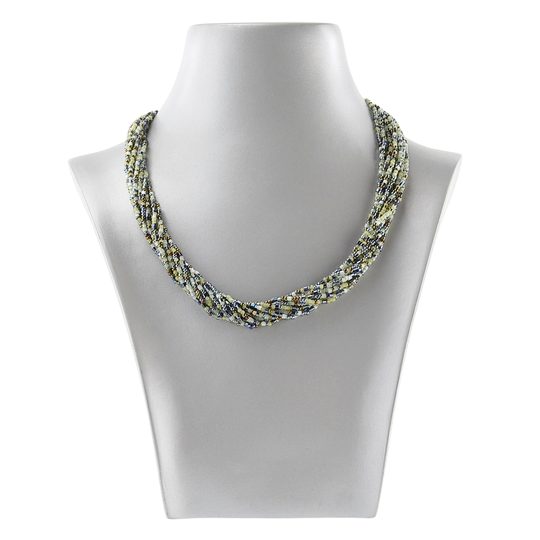 Náhrdelník rokajl zeleno-šedý