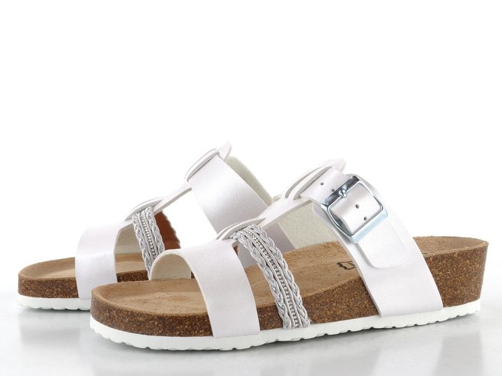 BIO Life fuzbetové pantofle na klínku perleťové bílé 2682.5 Greta/872