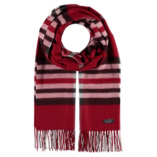 Fraas široký kašminkový šál s károvaným vzorem true red 625030-361