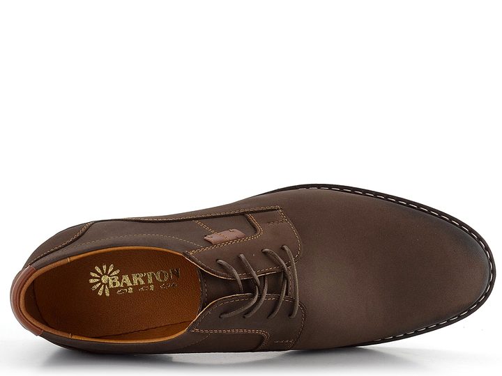 Barton hnědé nubukové polobotky s kontrastním štepem 0702