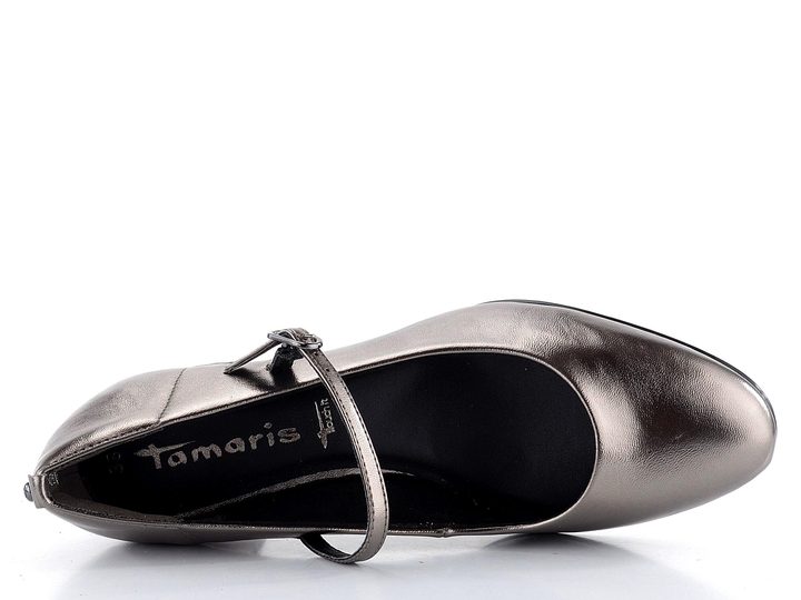 Tamaris lodičky so širokým podpätkom a priehlavkovým pásikom Pewter 1-22312-43