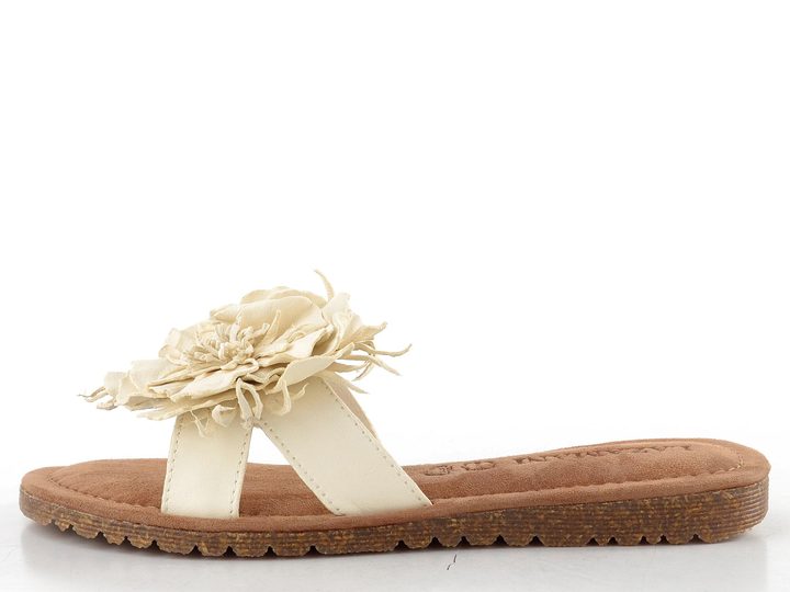 Lazamani pantofle se střapatou květinou Zinnia offwhite LA33765