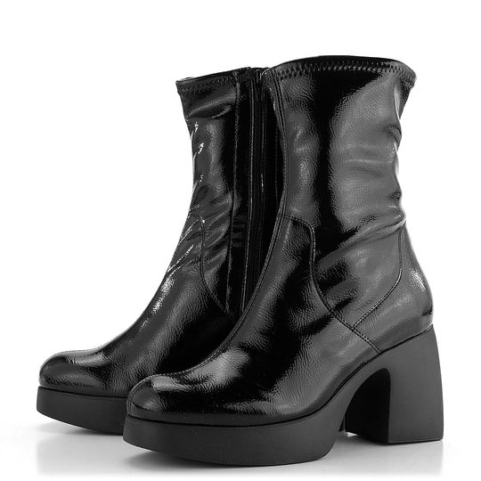 Wonders kotník na podpatku lakovaný Negro H-4942