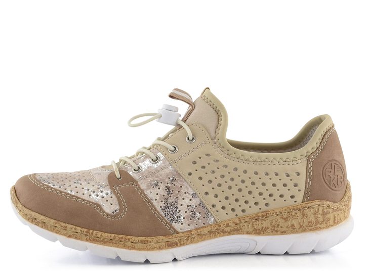 Rieker béžové perforované nazúvacie poltopánky N4255-60