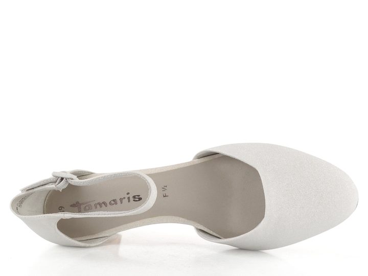 Tamaris bílé lodičky s kotníkovým páskem White Glam 1-24432-41