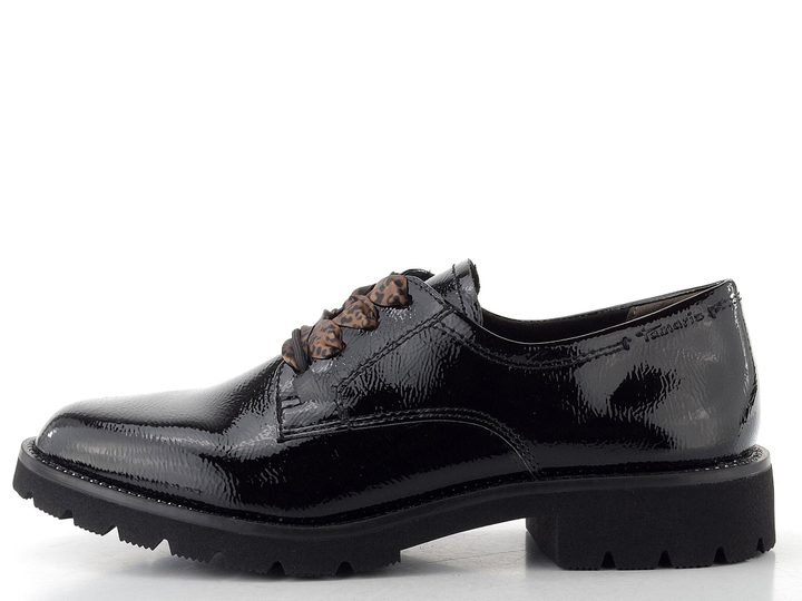 Tamaris lakované polobotky na hrubé podešvi black 1-23649-47