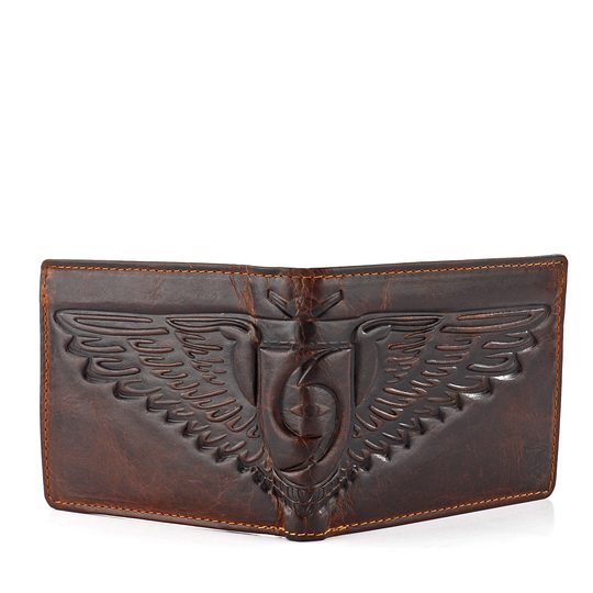 Pánská peněženka s ražbou křídel temně hnědá 6537